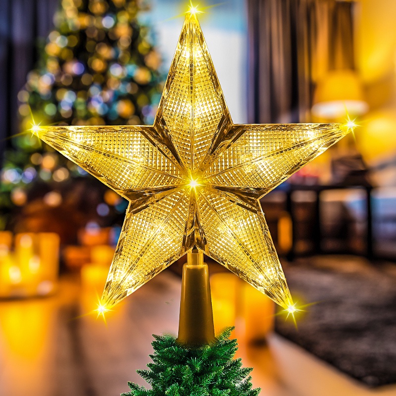 五角星聖誕樹頂燈多彩網格小夜燈聖誕節裝飾 LED 星星發光燈泡婚禮派對家居裝飾