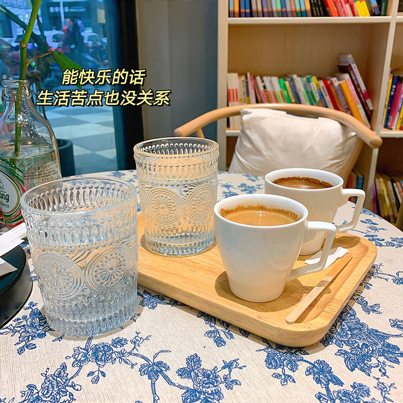 韓風ins 玻璃杯 情侶水杯 復古金邊玻璃杯 牛奶杯 咖啡杯玻璃杯 透明果汁早餐牛奶耐熱水杯 熱水冷水杯子