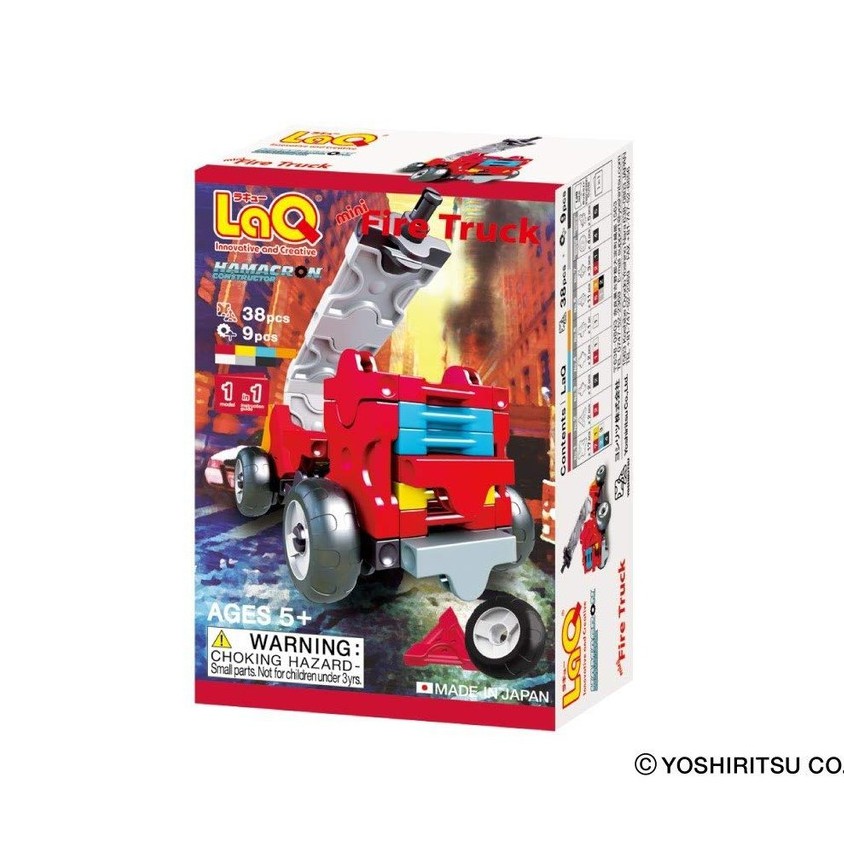 【LaQ】Q版消防車 (38pcs+9pcs)　日本製造立體3D拼接積木/益智玩具/台灣獨家代理