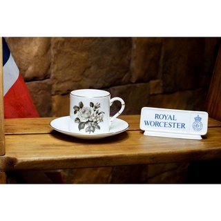 【旭鑫】Royal Worcester 金邊白玫瑰 濃縮杯 英國 骨瓷 瓷器 杯組 咖啡杯 茶杯 E.29