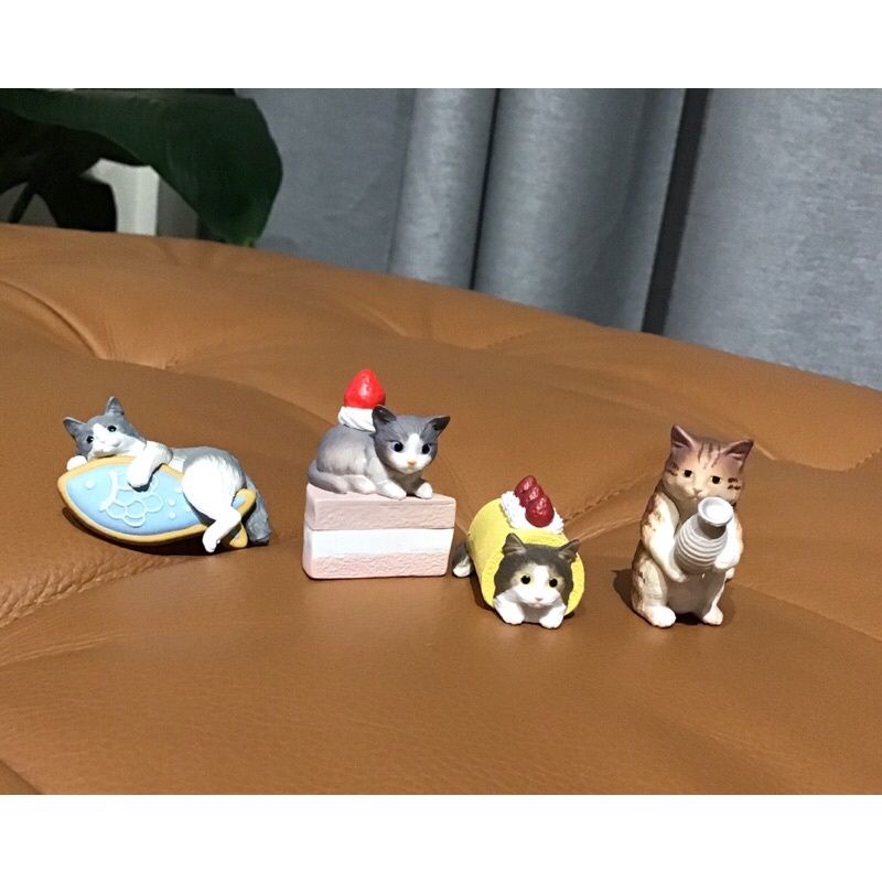 【二手絕版】合售4隻 點心貓 轉蛋 扭蛋 蛋糕捲貓 鯛魚燒貓 玩具