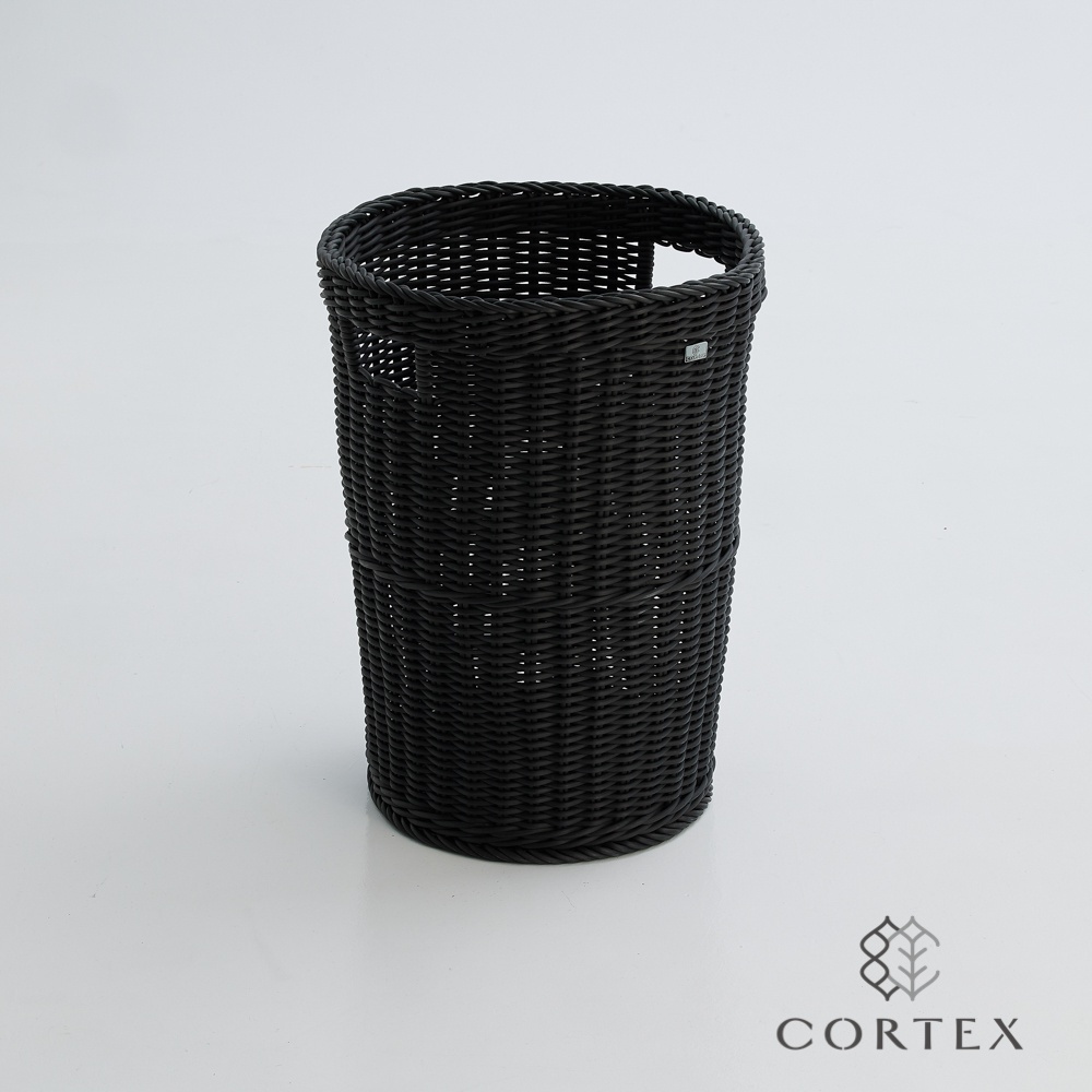 CORTEX 洗衣籃 仿藤籃 粗藤 圓型W43H60 黑色