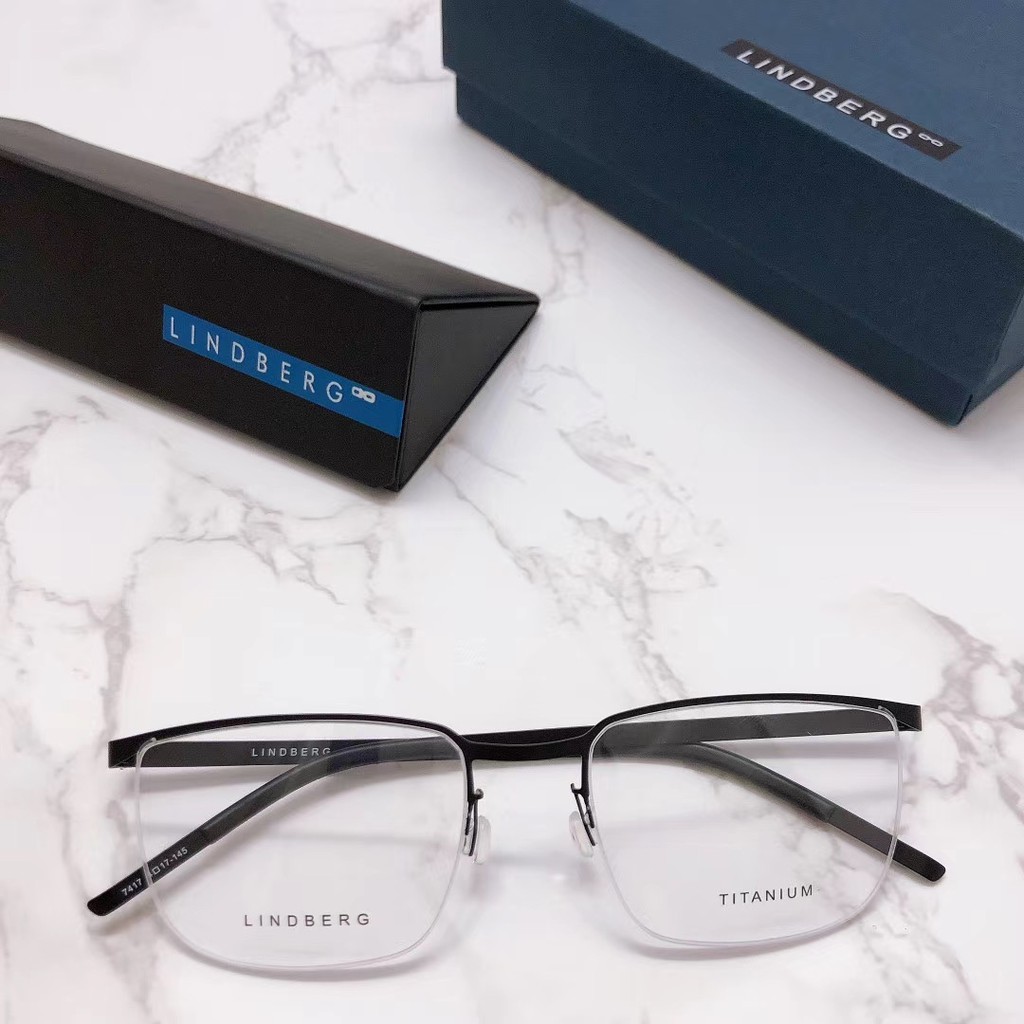 LINBERG純鈦超輕商務半框眼鏡林德伯格7417無螺絲款方形近視眼鏡架