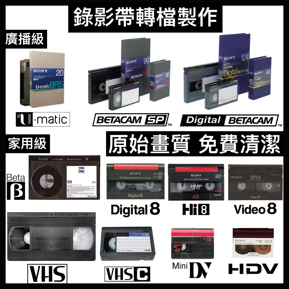【含稅開發票】全台最強! 可刷卡! 錄影帶轉拷錄影帶轉檔DV HI8 V8 D8 VHS VHS-C Beta HDV