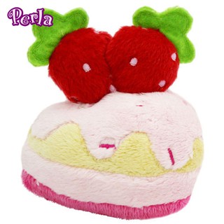 Perlapets 絨毛填充玩具 切片草莓蛋糕 甜點玩具 寵物玩具 狗玩具 絨毛發聲玩具 家家酒玩具