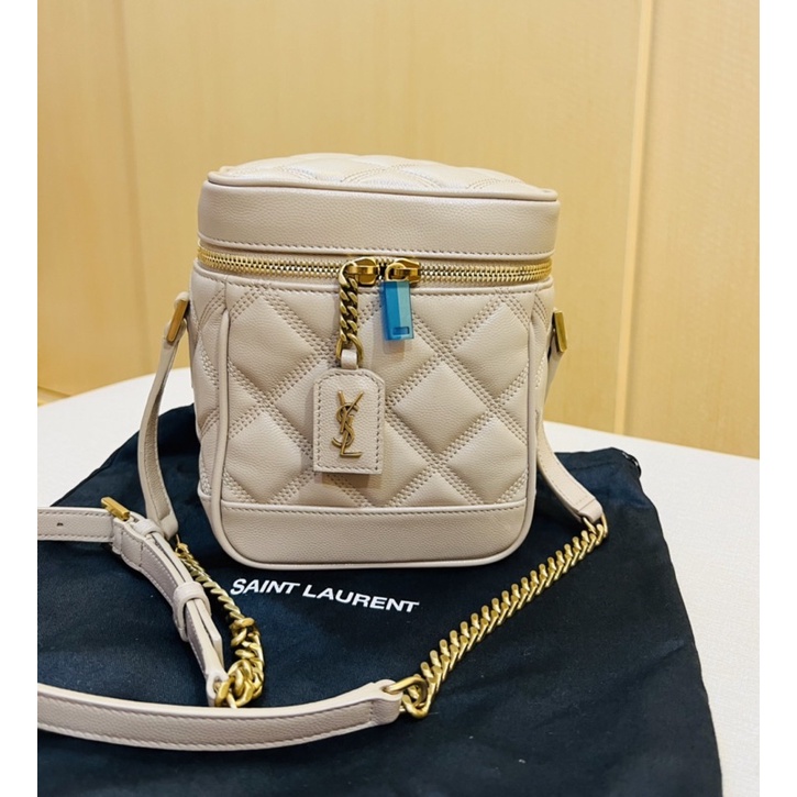 【保證真品】YSL 80S Vanity bag / 22S 新色超美奶茶色珍珠寶盒/化裝箱