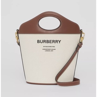 小年糕小舖👶🏻專櫃 全新 Burberry 水桶包 棉麻混紡 80462421