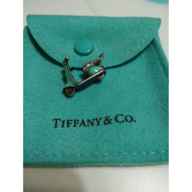 Tiffany&amp;co 蒂芬妮 摩托車 吊飾 純銀鑲 Tiffany Blue 琺瑯面 機車 墬飾 手鍊