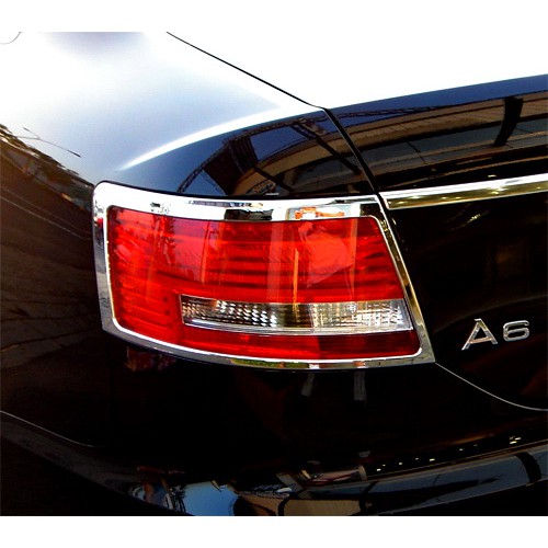 圓夢工廠 Audi 奧迪 A6 C6 2004~2010 改裝 鍍鉻銀 車燈框飾貼 後燈框 尾燈框