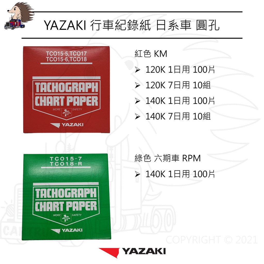 YAZAKI 行車 紀錄紙 記錄紙 圓孔 1日用 7日用 120 140 Km 大餅紙 日系 車 紅盒 五期 綠盒 六期