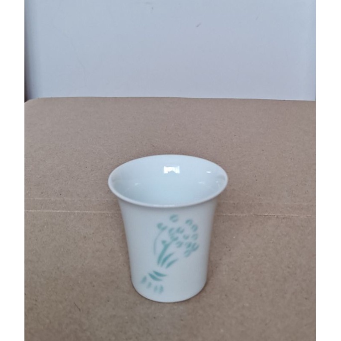 日本皇室御用 深川製磁 白瓷綠花 清酒杯 日式茶杯