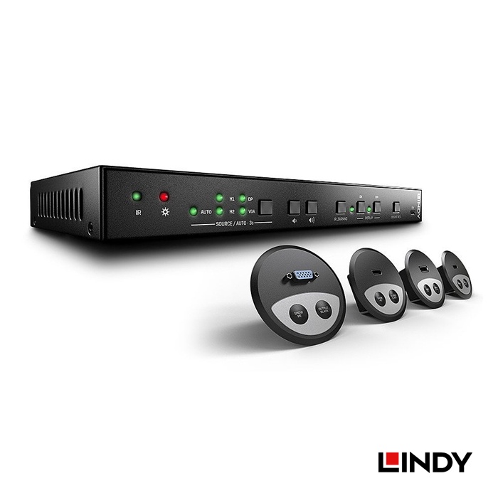 LINDY 林帝 HDMI多介面簡報切換器含桌上型整合圓孔組 (38282)