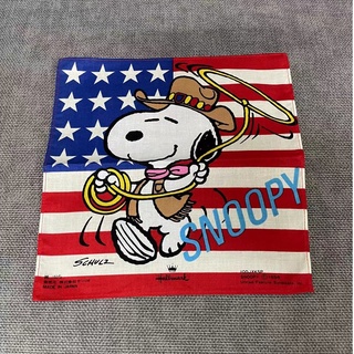 🌷荳荳尋寶屋🌷735 日本製 全新 復古 SNOOPY 史努比 美國國旗底色 手帕 方巾 百分百 純綿 超過20年收藏