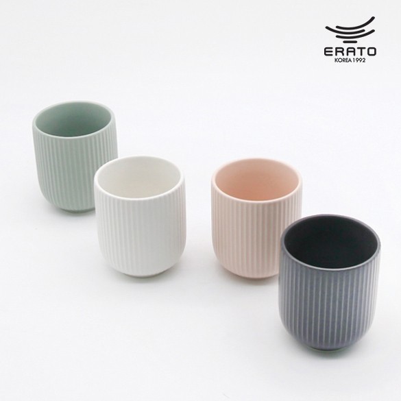 【韓國ERATO】韓式 條絨茶杯 200cc ins風 茶杯 水杯 陶瓷杯 陶瓷茶杯 四色任選