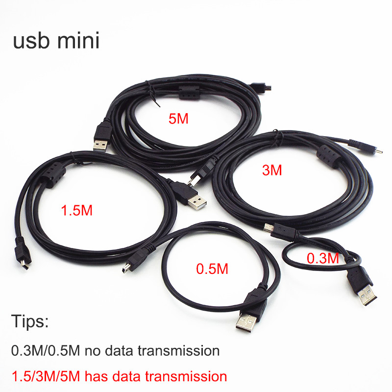 0.3/0.5/3/5m USB 迷你充電數據線 T 端口連接器延長車載 DVR 數碼相機線