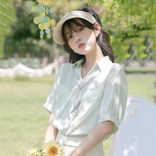 短袖襯衫女夏季薄款韓系學院風甜美小清新別緻設計感小眾上衣