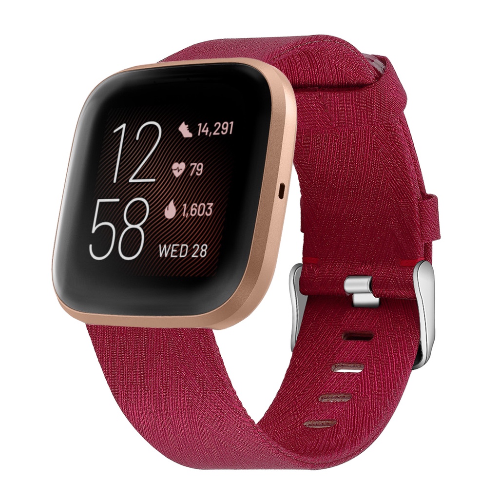 兼容 Fitbit Versa 64005 的 Fitbit Versa/Versa 2 錶帶腕帶帆布透氣替換手鍊