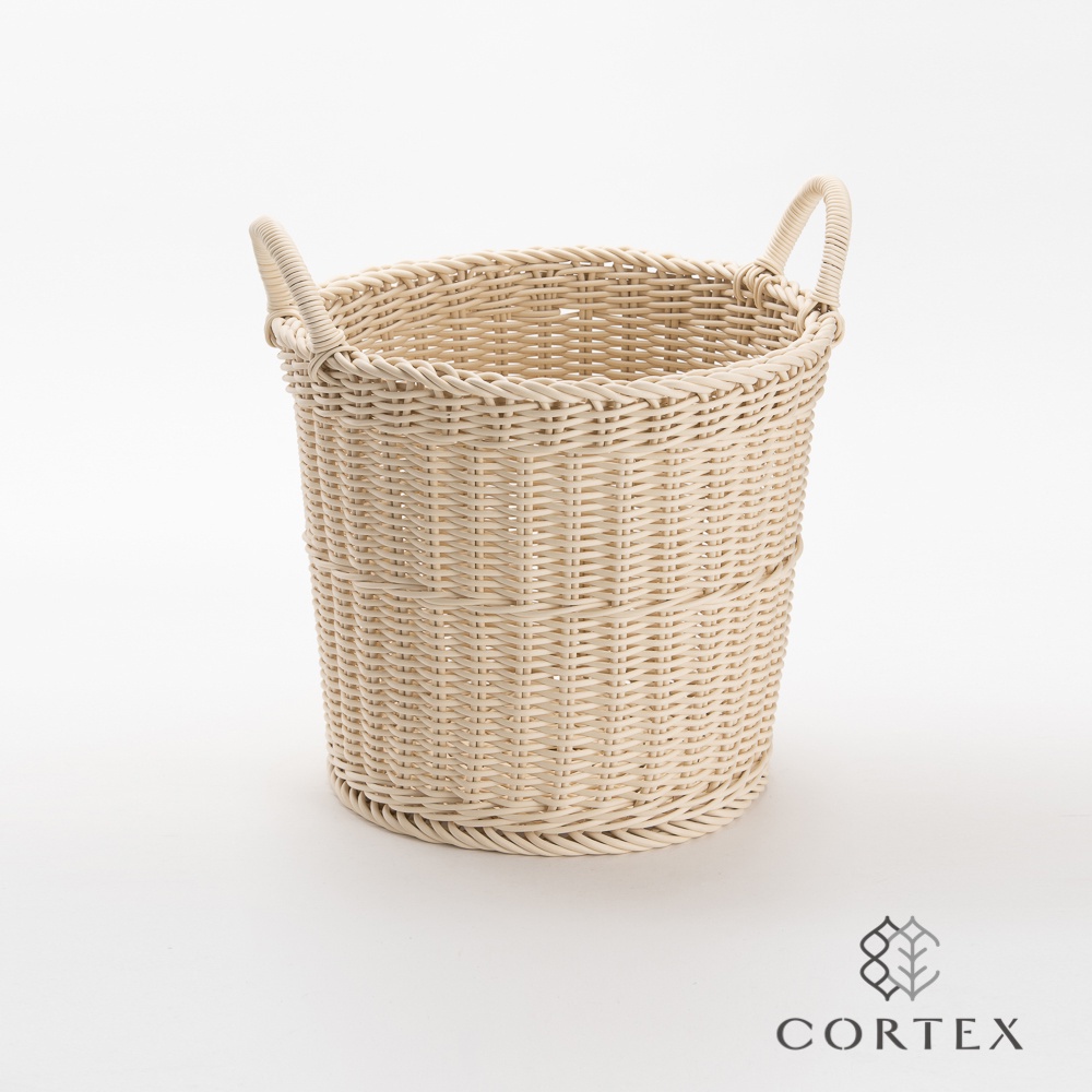 CORTEX 編織籃 仿藤籃 洗衣籃 圓型W38 米白色