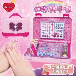 🎀現貨臺灣🎀兒童幻彩美甲手提包🎉美甲DIY 時尚指甲貼片 露營遊戲 安撫益智 手眼協調 親子互動🎉兒童化妝玩具 生日禮物