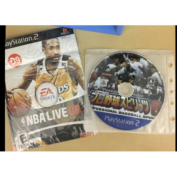 PS2 二手 野球魂+NBA Live 2008 實體光碟保存完整