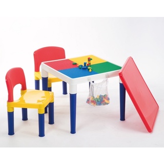 聚聚玩具【正版】DELSUN 嚴選 # 8601-2 繽紛彩虹 - 標準款兒童積木桌椅組