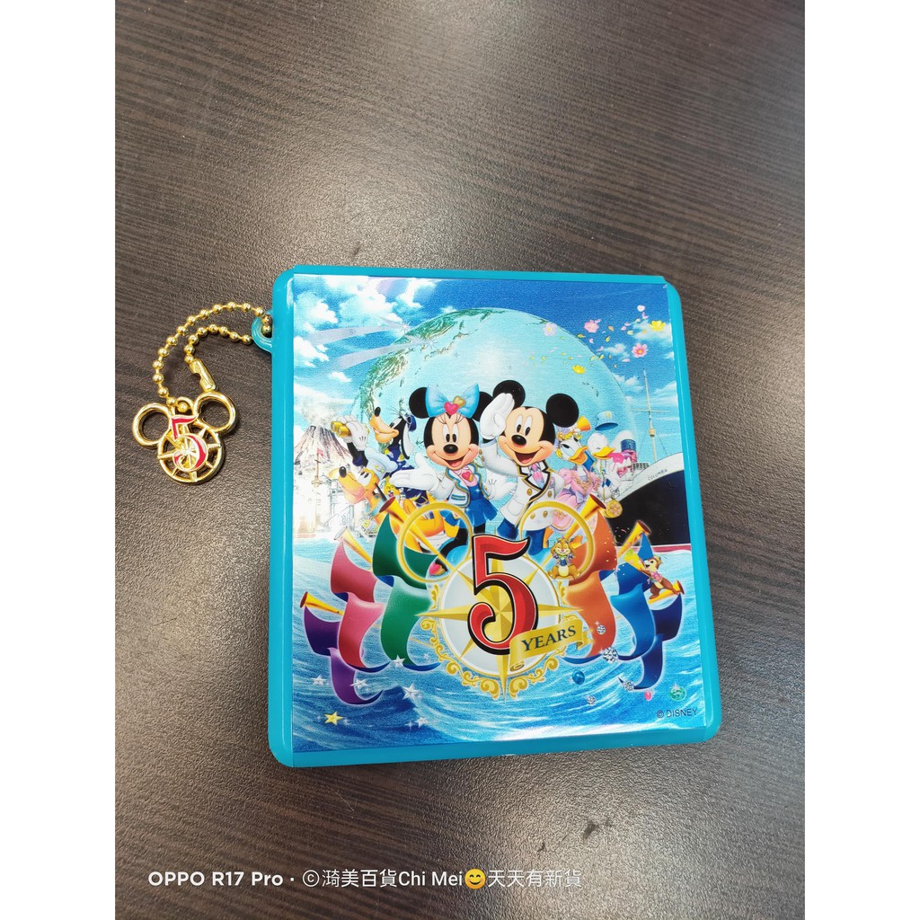 小瑕疵-DISNEY米奇米妮藍色折疊鏡-10*11CM 鏡子 化妝鏡