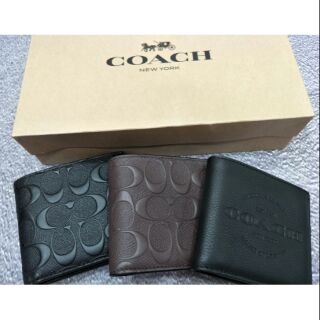 【現貨】COACH 皮夾 立體LOGO 短夾 黑色 咖啡 壓紋短夾