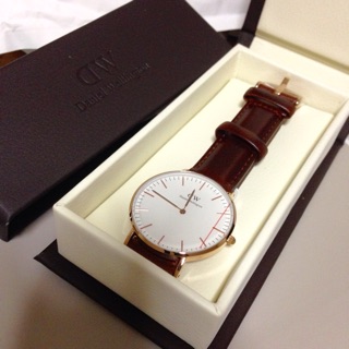 Daniel Wellington DW手錶 經典棕色皮革錶帶 玫瑰金 36mm 官網代購