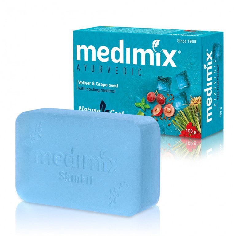 新品上市！現貨！印度MEDIMIX 藍寶石沁涼美肌皂125g(岩蘭草&amp;葡萄籽) ｜丹丹悅生活