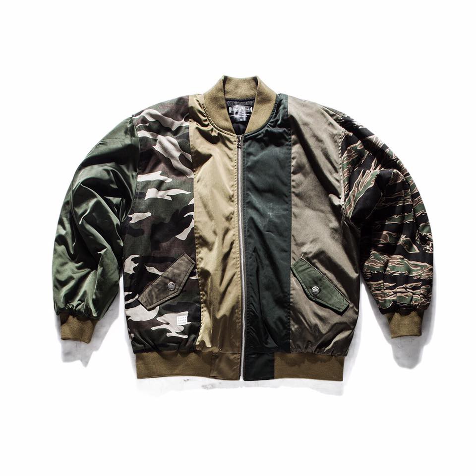 Slightly Numb FUXI BOMBER JKT 迷彩 拼接 鋪棉 短身 外套 軍用 MA-1 男厚外套