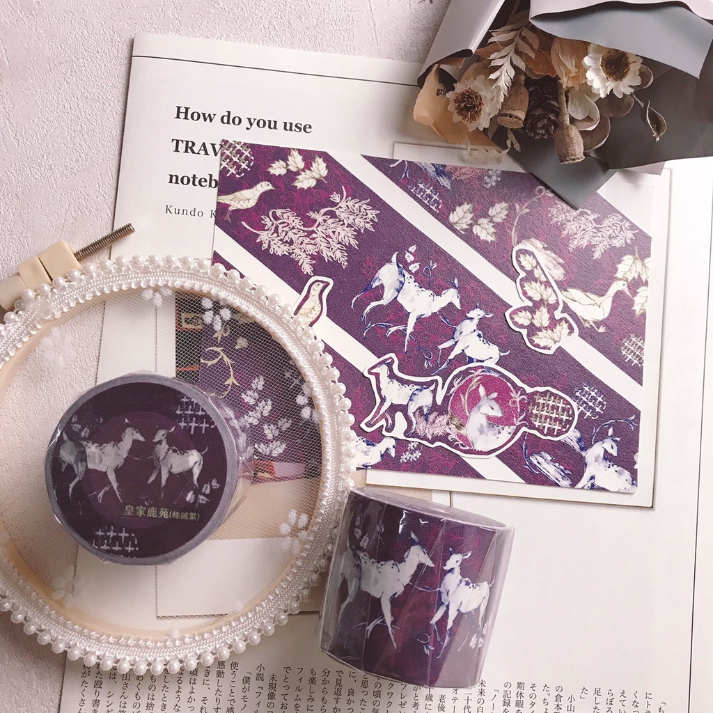 [嗨賴文具] 露台上的波麗｜皇家鹿苑 絲絨紫 和紙膠帶
