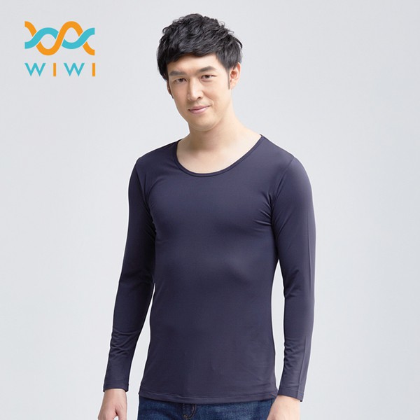 【WIWI】MIT溫灸刷毛圓領發熱衣(湛海藍 男S-3XL)0.82遠紅外線 迅速升溫 加倍刷毛 3效熱感 輕薄顯瘦