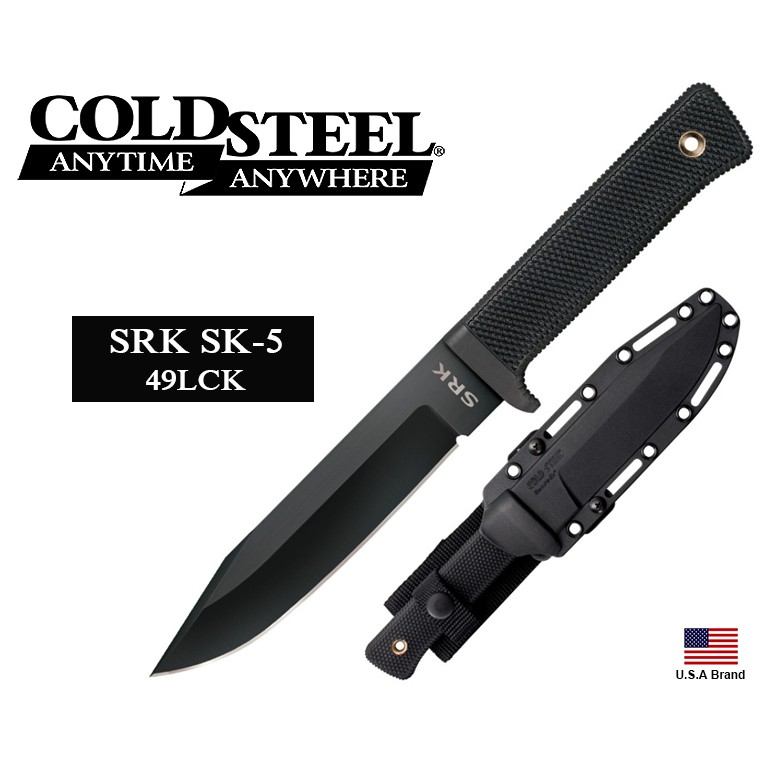 美國Cold Steel冷鋼經典SRK直刀SK-5鋼黑色塗層附刀鞘【CS49LCK】