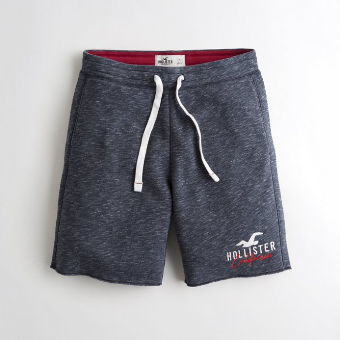 【HOLLISTER Co.】【零碼XS】HC男款棉短褲左下白鷗字洗藍 F07190513-05