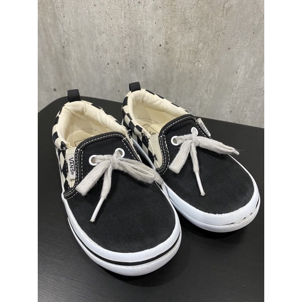 VANS SLIP ON 黑 白 棋盤格 僞鞋帶 經典 基本款 懶人鞋 童鞋 CHECK