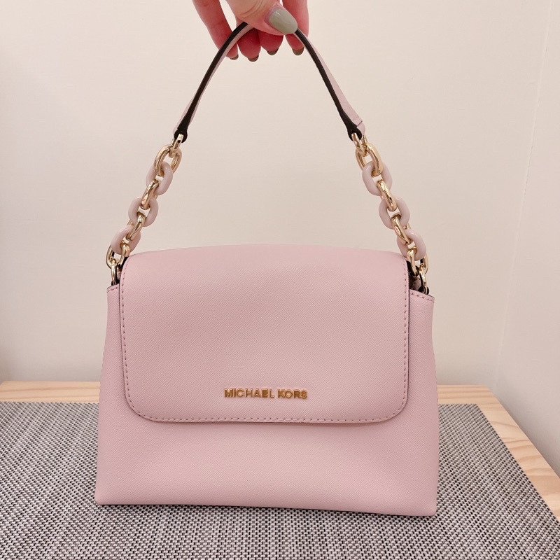 Michael kors 粉色貝殼 掀蓋包