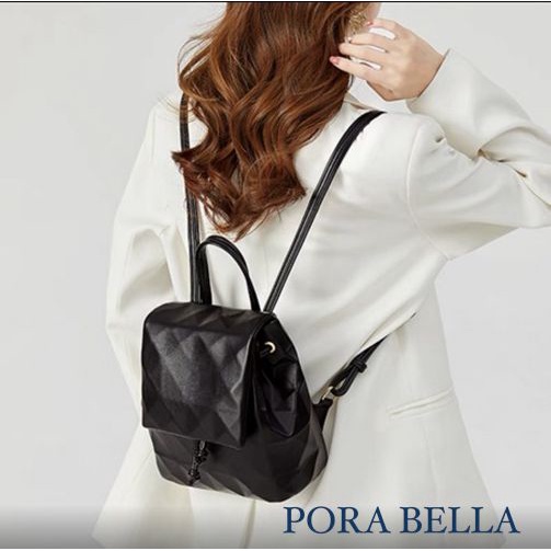 <Porabella>優雅菱格抽繩雙肩包  後背包  ins風 送女友 情人節禮物首選 Backpack Bags