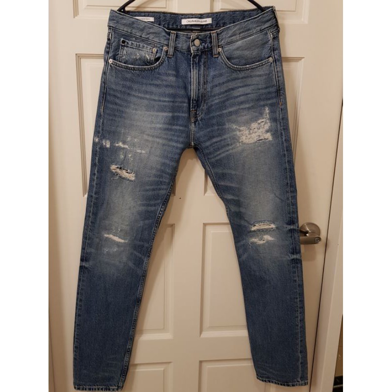 二手Calvin Klein jeans(CKJ 056)男款運動窄管仿舊牛仔褲