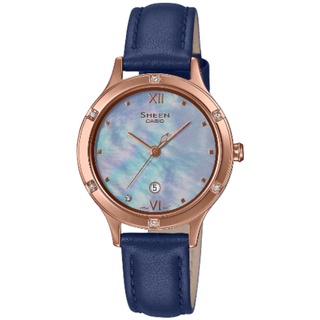 CASIO卡西歐 SHEEN SHE-4546PGL-2A 時尚優雅藍寶石水晶腕錶 / 藍珍珠母貝 30mm