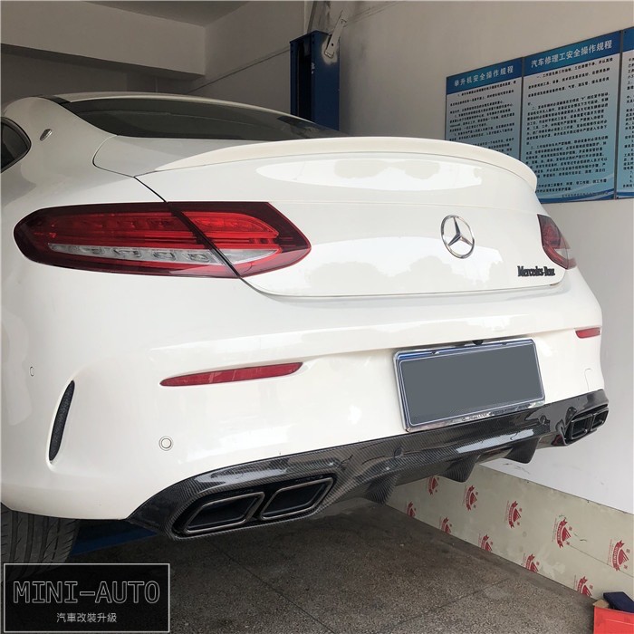 MINI-AUTO☑️ C63 COUPE 碳纖維後下擾流 四出尾飾管改裝 雙門 AMG BENZ C205 副廠 賓士