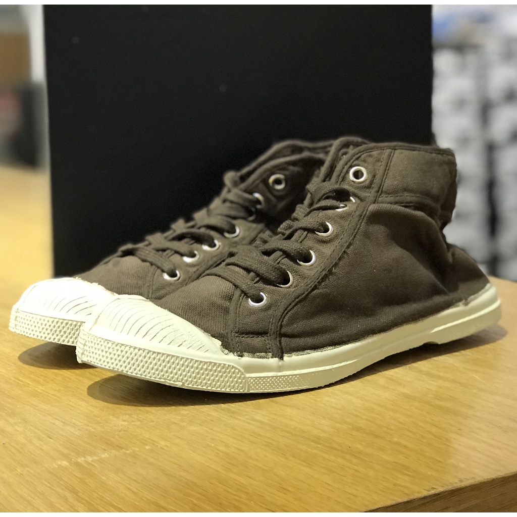 [ LIZcolor ] 全新法國Bensimon帆布鞋全面五折/Mid Tennis-高筒系列/深咖啡色