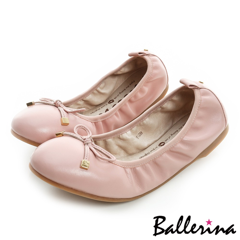 Ballerina-小羊皮經典款軟Q折疊鞋-粉