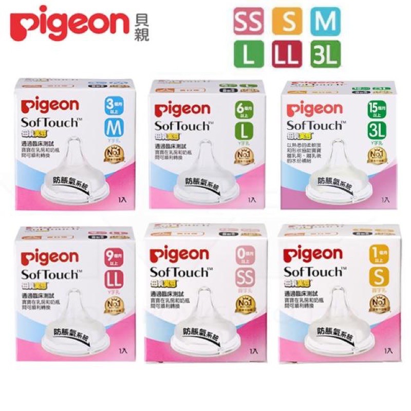 ［正品］Pigeon 貝親寬口母乳實感奶嘴(SS-3L)