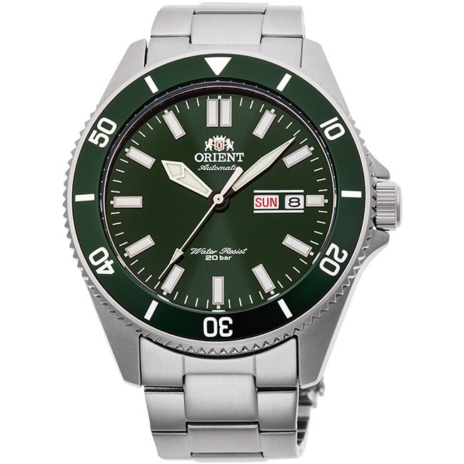 Orient 東方錶 (RA-AA0914E) WATER RESISTANT系列 日期潛水夜光鋼帶錶/綠 44mm