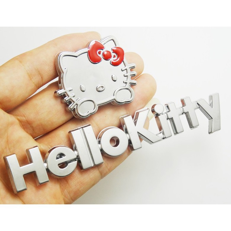 【熱賣款】新貨免運金屬Hello Kitty 3D立體車貼 可愛裝飾車貼 改裝車貼 KT貓字母貼 汽車標 機車貼 車身