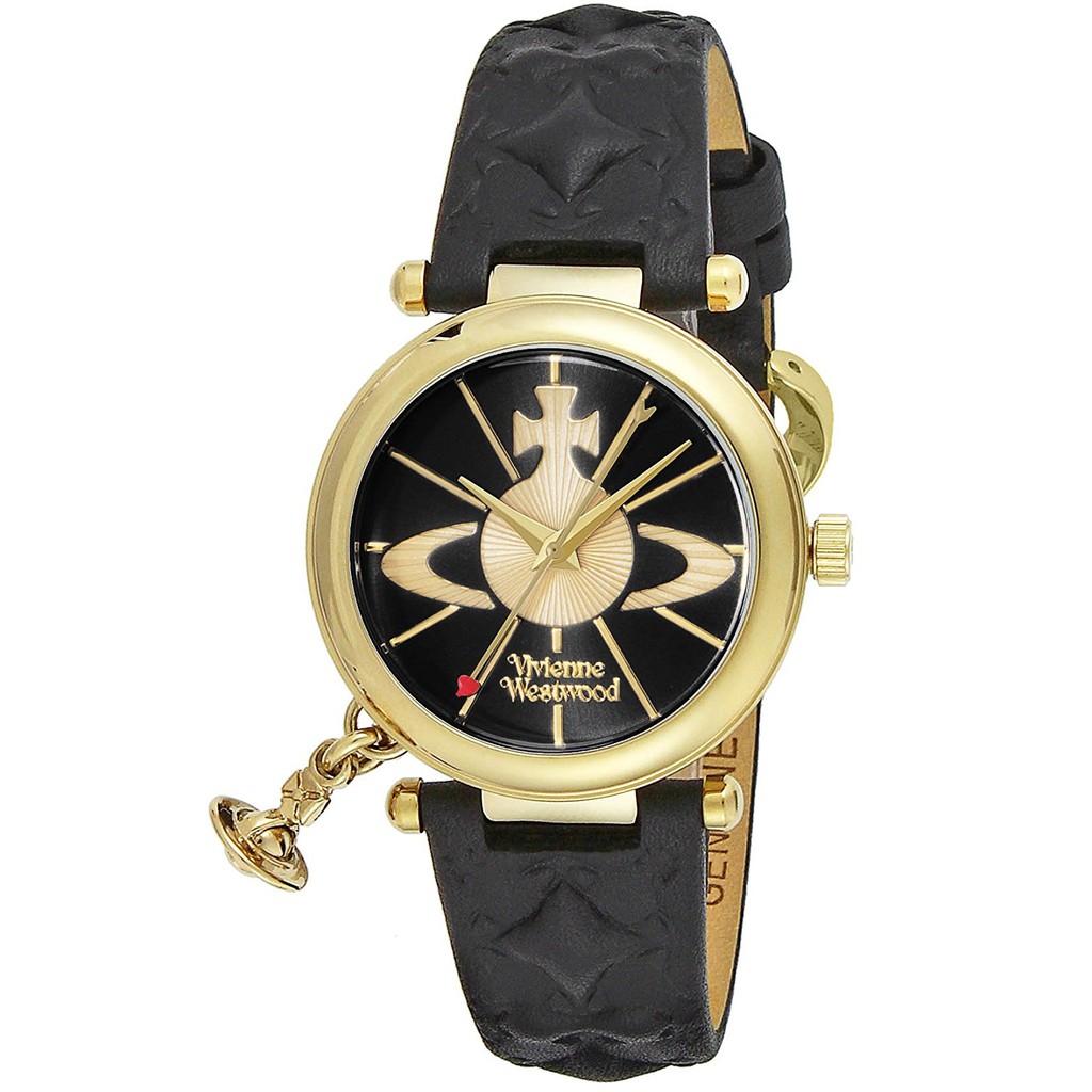 超美精品只有一支  Vivienne Westwood 英國金框  立體ORB墜飾 土星女錶 手錶 生日禮物 VV006