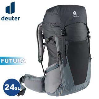 【Deuter 德國 FUTURA 24SL 透氣網架背包《黑/水藍》】3400521/輕量登山包/自行車背包/悠遊山水