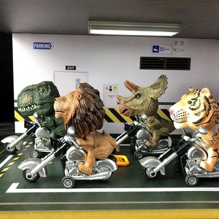 【安可居家小物】兒童機車恐龍玩具霸王龍男孩3軟膠動物4慣性摩托車5模擬6汽車模型 霸王龍男孩機車恐龍擺件 生日禮物擺設
