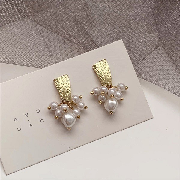 【NiNi Me】韓系耳環 現貨 氣質優雅珍珠金屬925銀針耳環 耳環 N0576