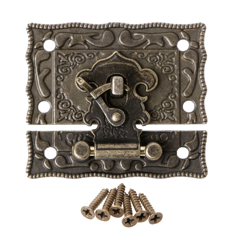 Nevada ʚ ɞ 55mmx47mm 復古風格閂鎖木盒搭扣墊胸鎖青銅色調古董